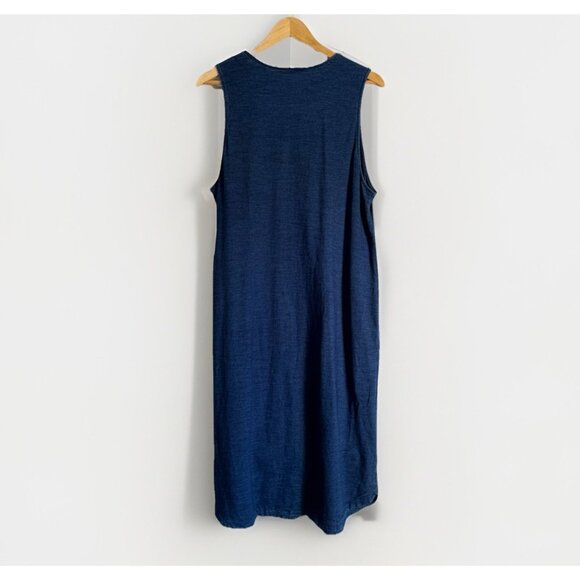 J. Jill Women’s Large Indigo Midi Dress Blue Minimalist Beach Vacation Summer - Picture 7 of 7